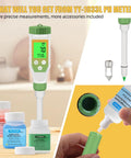 Pro Grade Digital pH Meter For Food And Fermentation, High Accuracy pH Tester With Spear Probe, accessories shown.