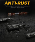 Torx Star Punch And Security Bit Set, 13-Piece, S2 Steel Tamper-Proof Bits with anti-rust coating, TT15, and TT30 shown.