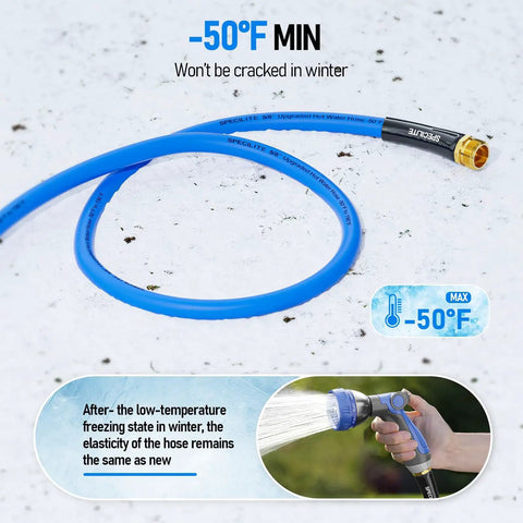 Retractable Hose Reel Kit 50 Ft Heavy Duty Metal Wall Mount With Hot And Cold Garden Water Hose Five Eighths Inch featured at -50°F.