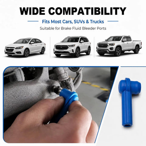 Sleek 5 Piece Brake Bleeder Connector Kit With Hose Adapter And Coupler Fittings For Cars Trucks SUVs To Make Fluid Changes Fast And Mess Free Blue, plastic
