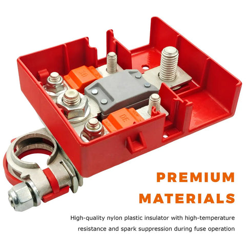 Tough As Nails 18 Piece High Current Bolt On Fuse Kit With 30A To 175A Amps for cars with premium nylon insulator and fuse layout.