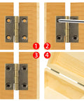 Six Pack 1 Inch Brass Cabinet Hinges Mini Rectangle Folding Butt Hinges for Small Jewelry Boxes Bronze Finish with Screws