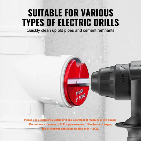2 Inch Drill Mount Pipe Reamer Tool For Quick PVC And ABS Cleanup Knocks Out Stubborn Solvent Cement And Rough Burrs Fast Tough Aluminum Alloy Body Smashes Through Drain And Vent Line Jobs No Sweat At All