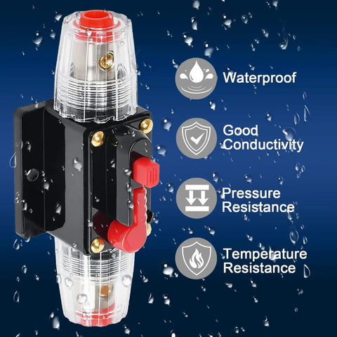 30 Amp Inline DC Breaker With Manual Reset And Auto Trip For Car Audio Marine Boat Trolling Motor RV Truck Solar Systems