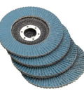5 premium sanding wheels for angle grinder, 125mm size, featuring 40 to 120 grits for metal and wood projects.
