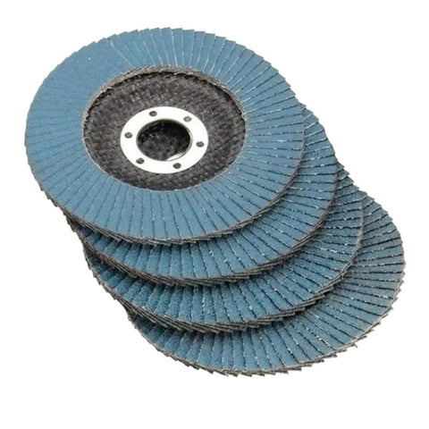 5 premium sanding wheels for angle grinder, 125mm size, featuring 40 to 120 grits for metal and wood projects.