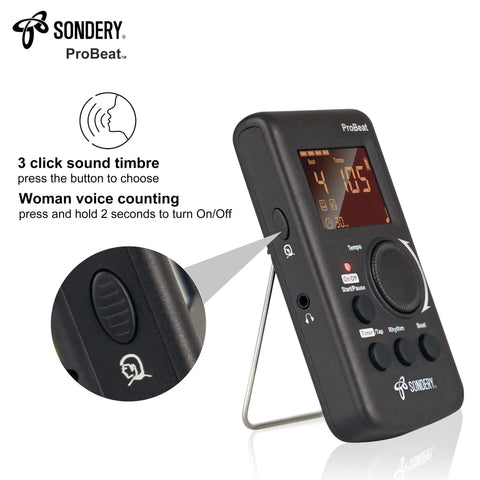Digital Metronome With Rechargeable Battery, Vocal Counting And Timer For Piano, Guitar, Drum And All Instruments, Bright Color Screen