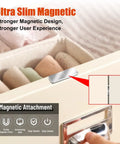 8 Pack Ultra Thin Magnetic Cabinet Door Catches With Adhesive Mount, Stainless Steel Drawer Magnets shown in use on drawer front