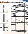 Heavy Duty 5 Tier Metal Shelving Rack With 1000Lbs Capacity 72In High 36In Wide 12In Deep 4 Side Hooks Black Ultra Versatile Garage Kitchen Bath Storage Organizer For Max Vertical And Corner Space, black steel rack assembly