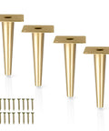 Gold Tapered Oblique Metal Furniture Leg Set Of 4 16 Inch Mid Century Modern Replacement Feet For Chairs Coffee Tables And Cabinets, screws included