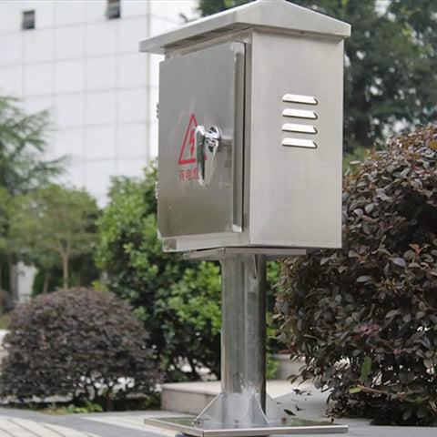 Outdoor IP67 Waterproof Electrical Junction Box In Stainless Steel Floor Mounted Enclosure For Outdoor Projects, Rugged 50cm Height Distribution Box, Dimensions L60 W25 H50cm mounted outdoors