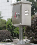Outdoor IP67 Waterproof Stainless Steel Floor Mounted Electrical Junction Box Enclosure For Outdoor Use Beefy 50 Cm Height Distribution Box Weatherproof Corrosion Resistant Easy Install Secure Device Housing, front view