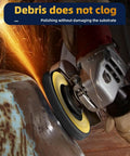 10 Pack 4-1/2 Inch Strip Discs For Angle Grinder With 7/8 Inch Arbor, Rust Busting And Paint Stripping Wheel in use on metal