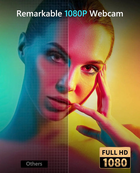 1080P 60Fps Streaming Webcam With Built In Mic And Glowing Rgb Ring Light Autofocus Camera For Desktop Laptop Gaming Conferencing Video Calls Live Stream Setup Straight Up Fire And Crisp side-by-side comparison of webcam quality with colorful lighting.