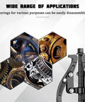 Heavy Duty Carbon Steel Three Jaw Reversible Gear And Bearing Puller with various gears and bearings shown for application.