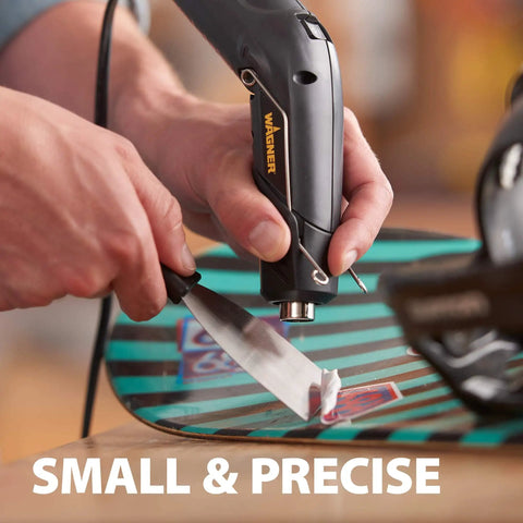 Using All In One Dual Temperature Electric Heat Gun Kit HT400 680F And 450F for precise DIY shrink tubing on auto body part.