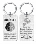 Engineer Gifts Keychain For Software Data Mechanical And Electrical Engineers A Nerdy Cool Techie Keepsake with brain and tools design.