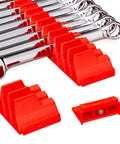 Modular Wrench Organizer Pro With Magnetic Base For Forty Tools, Built To Last Slot System Fits Six Millimeter Through Thirty Eight Millimeter Wrenches, Works With Open End, Offset, Stubby And Ratcheting Styles, Red, Made In USA