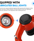 Red front upper control arm with ball joint, automotive suspension component