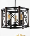 Oil Rubbed Bronze 30 Inch 5 Light Farmhouse Drum Pendant Light With Dimmable LED Bulbs Included, iron basket shade