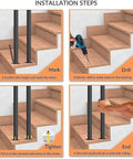 Installation steps for Rock Solid White Wrought Iron Handrail U Shaped Guardrail Wall Mounted Indoor Outdoor Stair Support Bar.