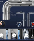 Dual Lens Endoscope 1080P Borescope with 32.8ft cable inspecting tight plumbing spot with 15-degree tilt guide on use