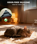 Sleeping cat on rug with Rug Tape Kit With 24 Pcs No Glue Silicone Bottom For Strong Hold Anti Slip Pads with inset of tape corner