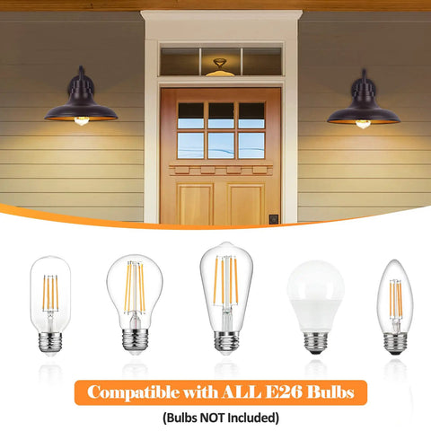 Outdoor Barn Light Fixture 2 Pack Gooseneck Wall Lanterns Oil Rubbed Bronze Farmhouse Porch Lighting with bulb compatibility