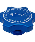 Blue anodized aluminum engine oil filler cap for Chrysler Dodge Jeep Ram Mitsubishi Mini 1993-2020, durable and easy to install.