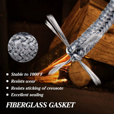 Fiberglass rope gasket, 1in x 72in, graphite impregnated for wood stoves; braided seal (close-up)