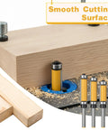 Flush Trim Router Bit Set with Top and Bottom Bearings Carbide Straight Cut for precise edge routing on wood