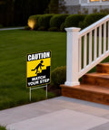 Watch Your Step Sign 12 By 9 Inch Double Sided Caution Sign Two Pack With Durable H Metal Stakes for walkway safety