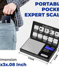 Pocket Digital Scale 600g Capacity With Zero Point One Gram Precision, LCD Display; fits in pocket; dimensions 5x3x0.8 inches
