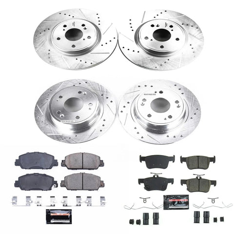 PowerStop front and rear brake kit for Honda Accord 2018-25 with drilled and slotted rotors and ceramic pads.