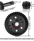 Beefed Up One Tenth Scale RC Differential Gear Assembly Upgrade Kit with steel helical gears and measurements for 4x4 models.