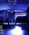 Interior of car with blue lighting from 24 Piece Car LED Bulb Kit With T10 31mm 42mm Festoon And Dome Interior Lights Blue Replacement Bulbs