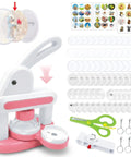 Awesome Button Maker Machine Badge Punch Press Pin Kit With 55mm And 35mm Sizes For Badges Includes 36 Buttons With Magnet Backs Six Keychains Metal Circle Cutter And Scissors For Cutting Right now button maker kit with cutter, scissors, and badge parts