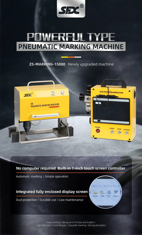 Metal Dot Peen Marking Machine With Magnetic Base Portable Marking Workhorse for Serial Numbers and VINs 150x80mm