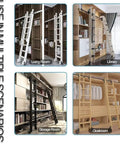Rolling Ladder Hardware Kit With Floor Roller Track, 100cm Adjustable Sliding Ladder System installed in various rooms