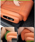 Ergonomic Mini John Cooper Works Electric Thigh Support Cushion With Soft Pu Leather Leg Rest Pad For Car Seat Extension And Comfortable Driving Ride, showing installation process.
