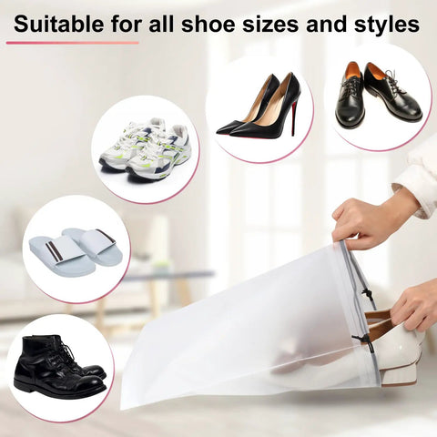 18 Pack Travel Shoe Bags For Packing And Organization used with various shoes including sneakers and boots, clear 15.7 x 11.8 inch size