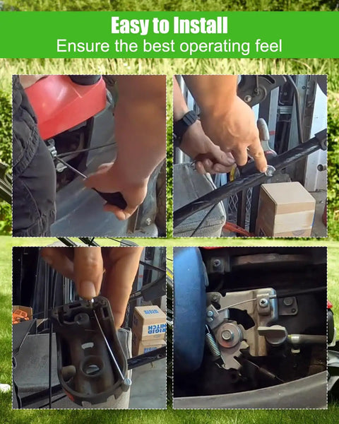 Installation steps for Replacement Throttle Cable For Honda HRX217 Series Lawn Mowers showing quick setup and engine response parts.