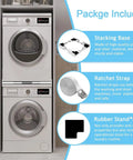 Universal Washer Dryer Stacking Kit for 24 To 29 Inch Machines shown with components and usage details