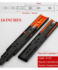 Soft Close Drawer Slides 3 Section 620mm Cold Rolled Steel Runners Pack Of 2, sleek black design, 14-inch measurement diagram
