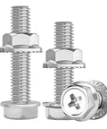 Stainless Steel M6 Cross Flange Bolt And Nut Kit With Toothed Lock Washers 20 Sets For Indoor Outdoor Use, two bolts and nuts