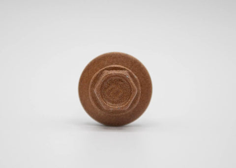 Tough As Nails Copper Penny Metal Roofing Screws One Point Five Inch top view of a copper penny colored screw