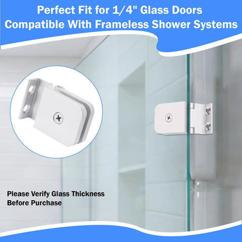 Two Pack Replacement Glass Shower Door Hinges For One Quarter Inch Thick Doors, Frameless Style, Plug And Play Install, Secure Swing