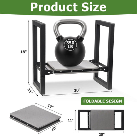 Heavy Duty Foldable Garden Kneeler and Seat with Handle, shown with a 350 lb weight, dimensions displayed, foldable design for compact storage.