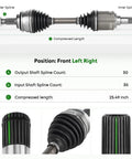 Straight Shot Front Left Or Right CV Axle Shaft Assembly For Toyota And Lexus 4Runner Tacoma FJ Cruiser GX460 GX470 2003 To 2022 Plug And Play Driveshaft with detailed measurements.