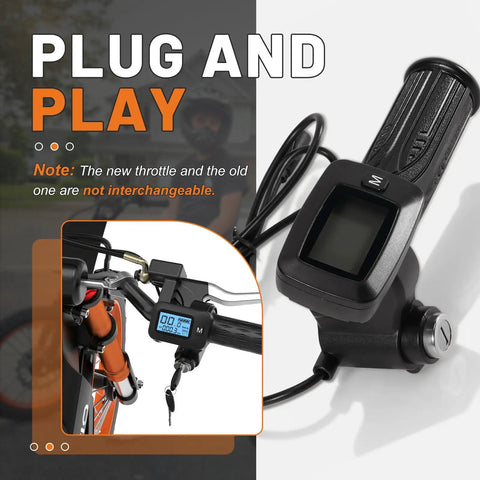 48V Electric Dirt Bike Throttle With LCD Display And M Button For Tuttio Soleil 01 E Bike, New Version, Not Interchangeable With Old Throttle, Precision Replacement Accessory For Smooth Acceleration And Responsive Control